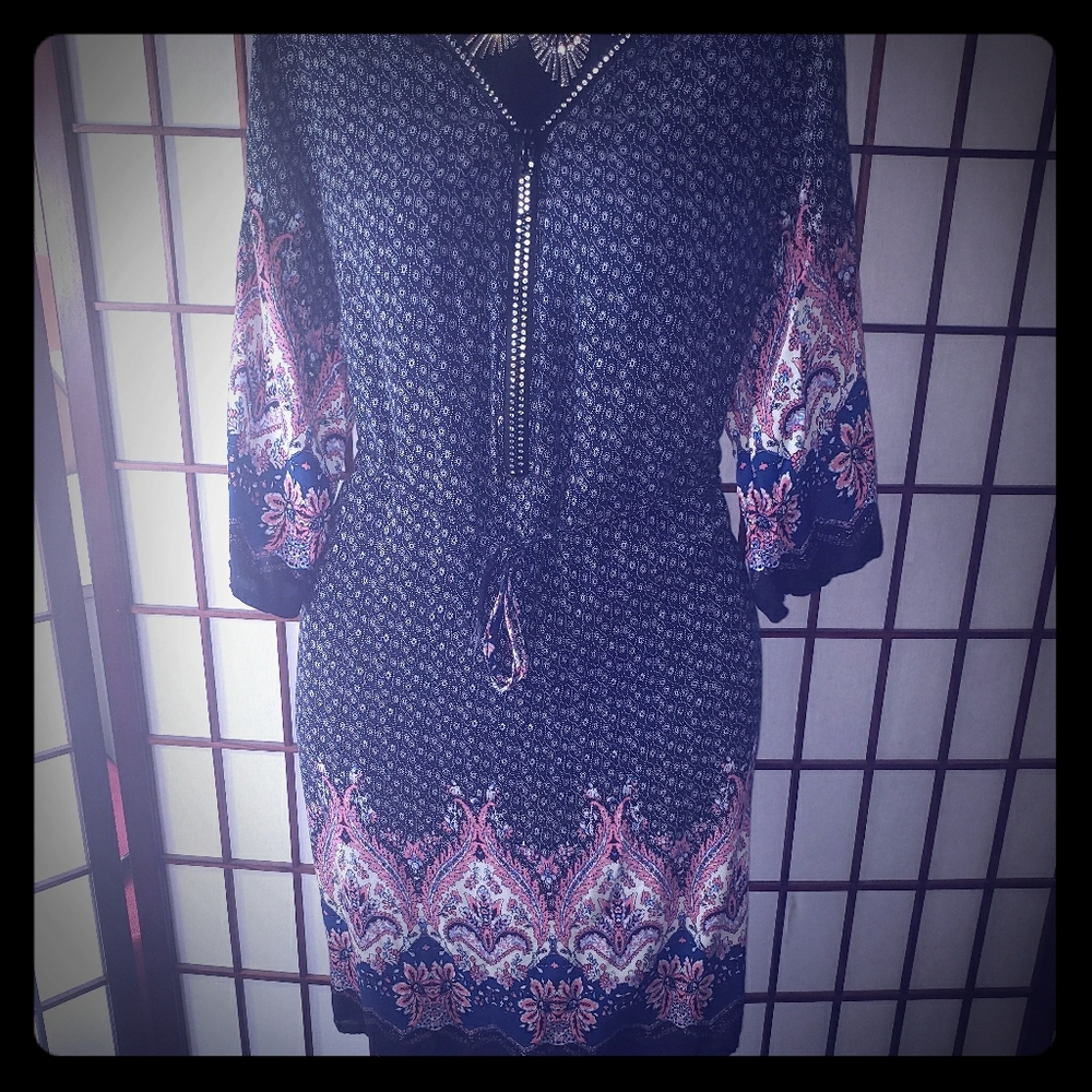Julia Mini Dress w/rhinestone Zipper collar